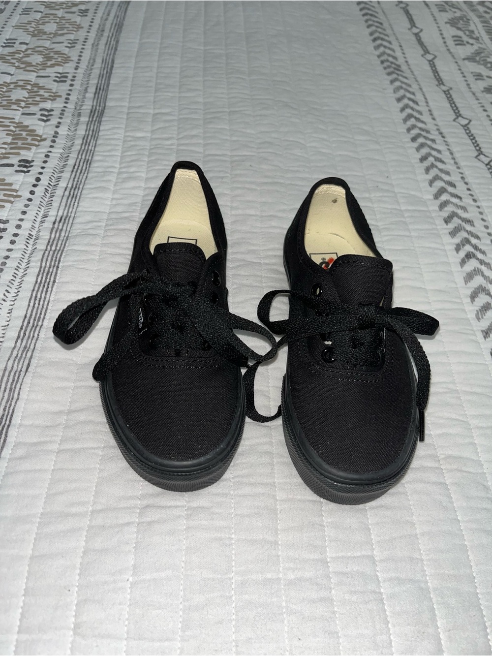 Kids Black Canvas Lace-Up Sneakers - Size 13.0